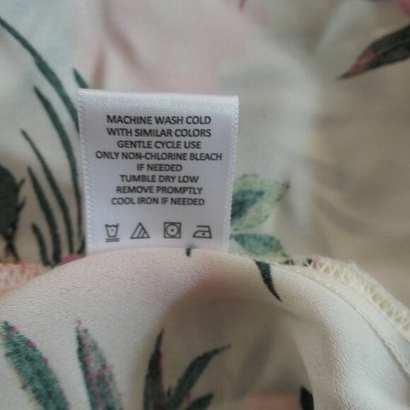 Madden NYC Floral Dress Womens XXL Ivory Deep V Smocked Waist Flirty Beachy - Picture 12 of 13